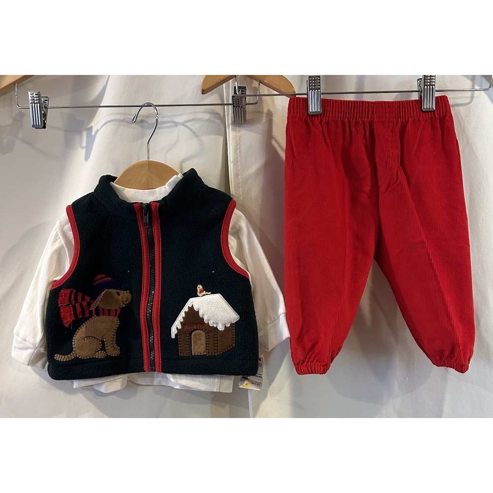 Vintage Boy's Buster Brown Outfit‎ Long Sleeve Fleece Vest & Pants